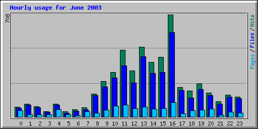 Hourly usage for June 2003